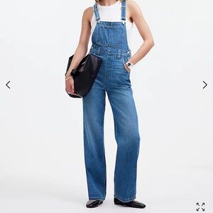 Madewell hockey wash flare denim overalls